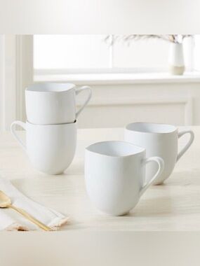 NWOT Elegant West Elm White Porcelain Mugs Set of 4